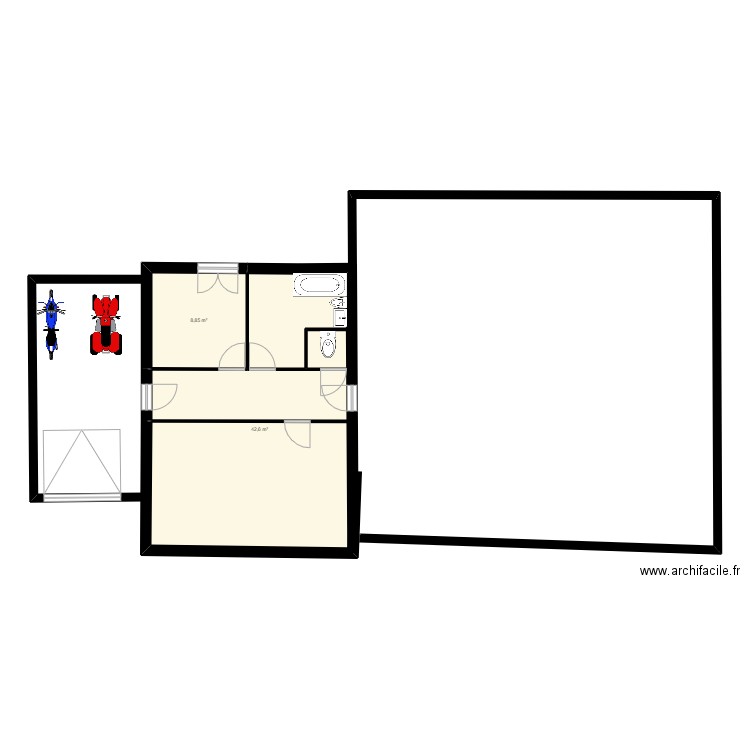 pùqosjndgiojezanhr. Plan de 2 pièces et 51 m2