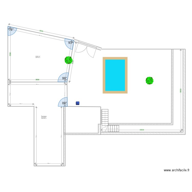 Plan Cannes terrasse jardin. Plan de 2 pièces et 102 m2