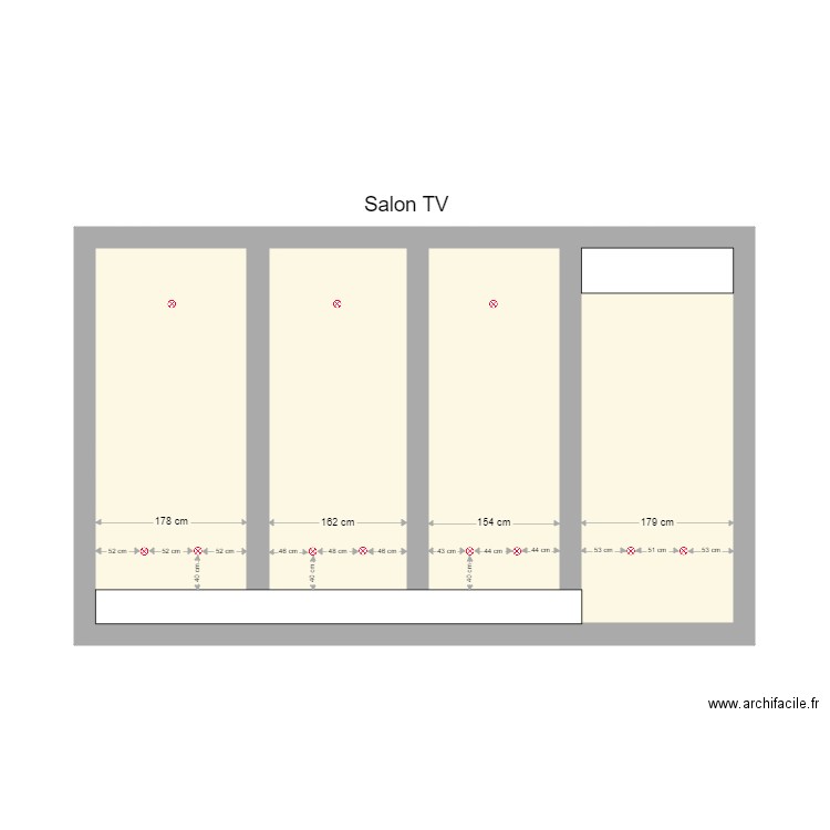 PROJET ENGIS SALON TV. Plan de 4 pièces et 30 m2