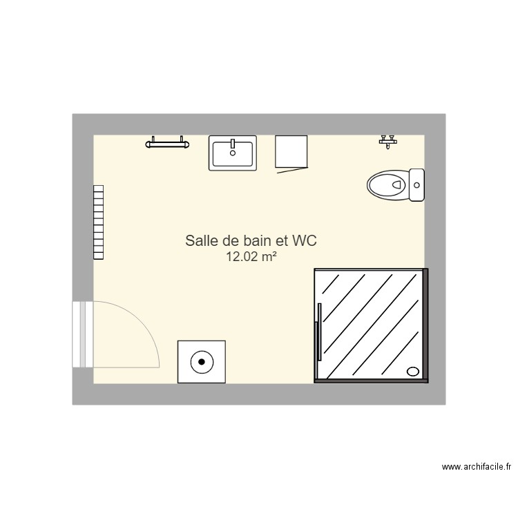 Salle de Bain - Plan 1 pièce 12 m2 dessiné par slimopump