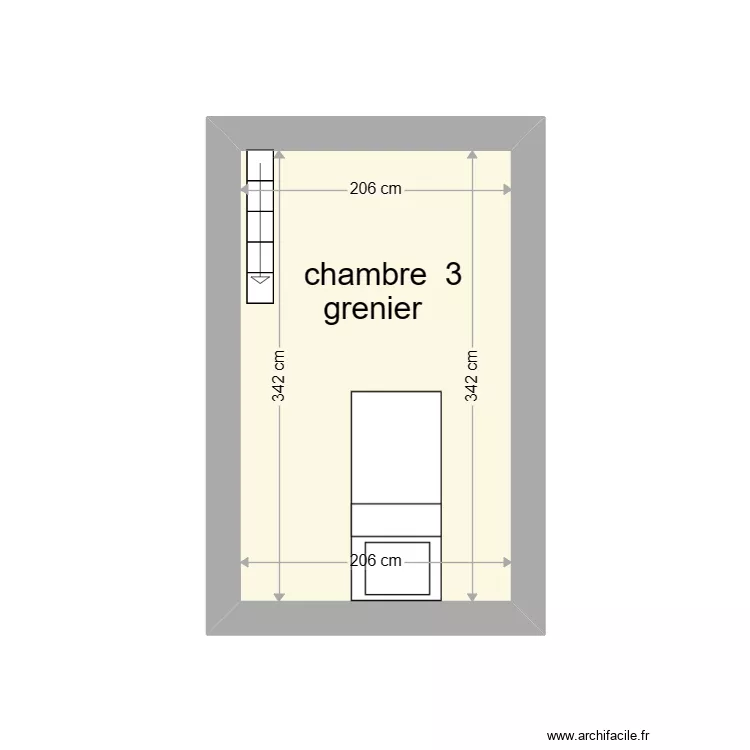 chambre grenier. Plan de 