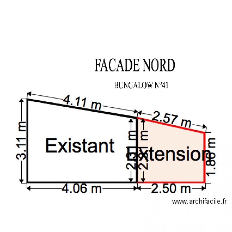 Façade Nord. Plan de 0 pièce et 0 m2