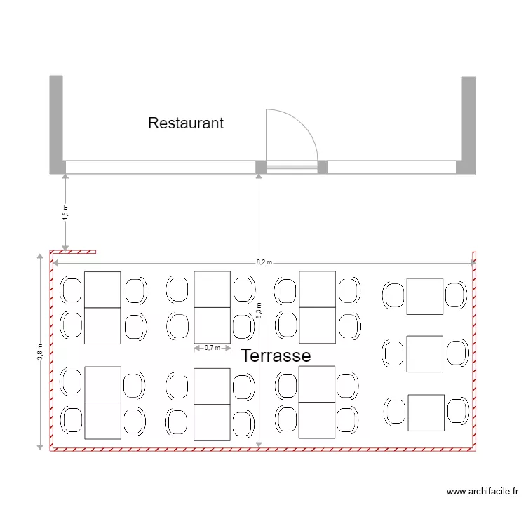 Terrasse Los Bandidos. Plan de 