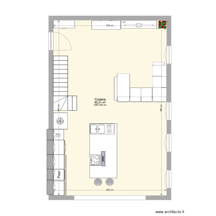 Cuisine / Salon RP. Plan de 0 pièce et 0 m2