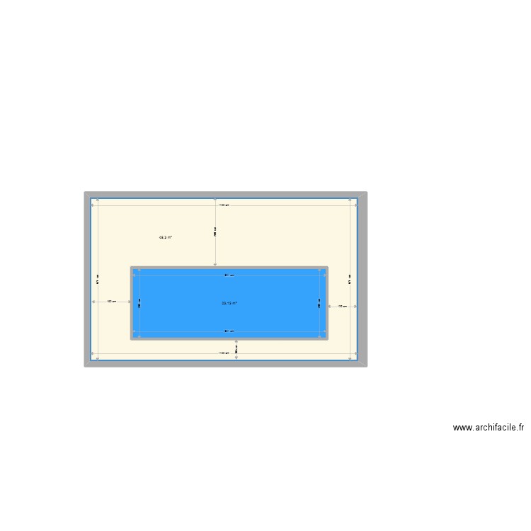 piscine. Plan de 2 pièces et 97 m2