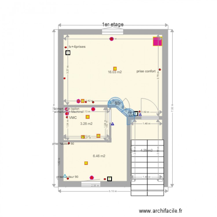 vignacourt 1er etage habilité électricité. Plan de 0 pièce et 0 m2