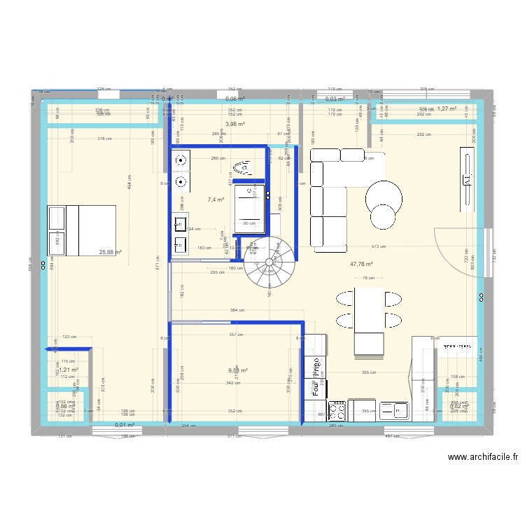 201 VT. Plan de 13 pièces et 99 m2