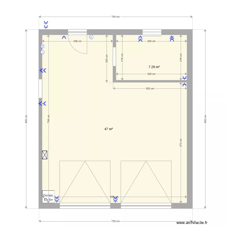 garage &eacute;lec prise. Plan de 