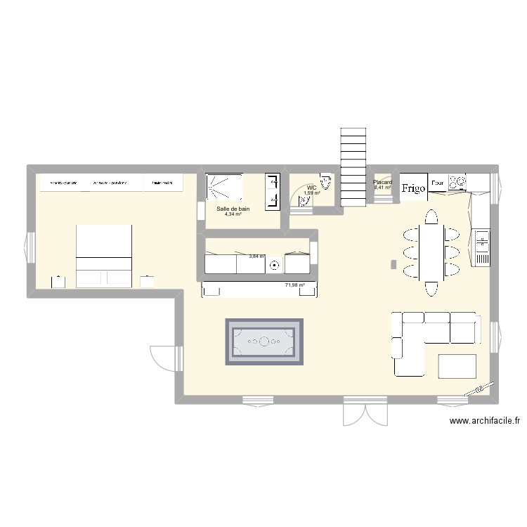 PROJET V2. Plan de 5 pièces et 82 m2