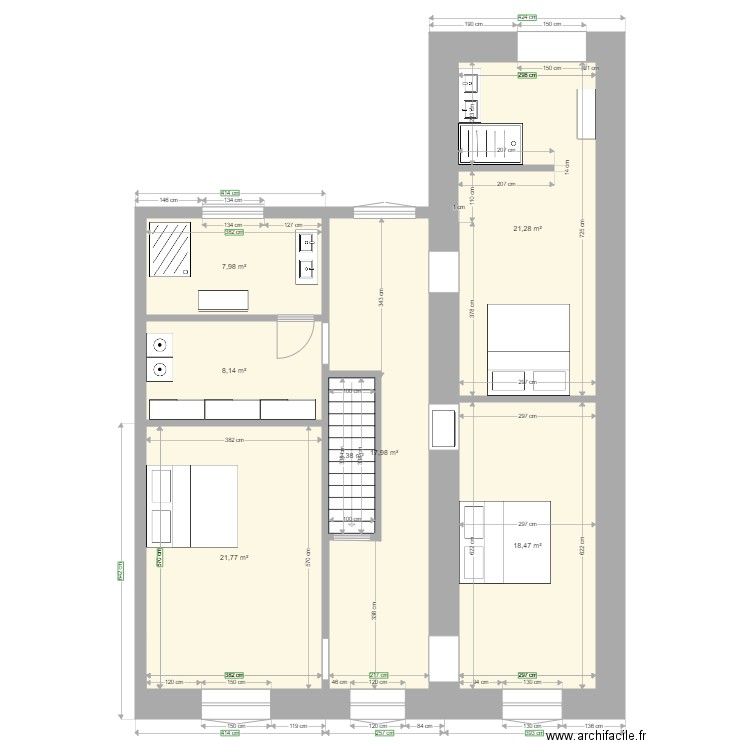 Gites Premier. Plan de 14 pièces et 202 m2