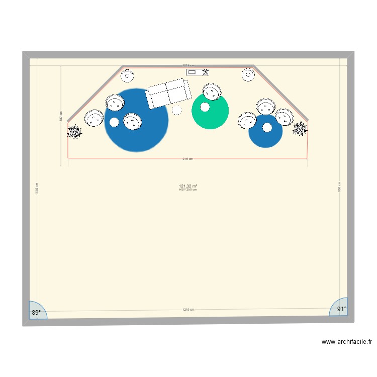 Banque Pop  fauteuil 3 - chat. Plan de 1 pièce et 121 m2