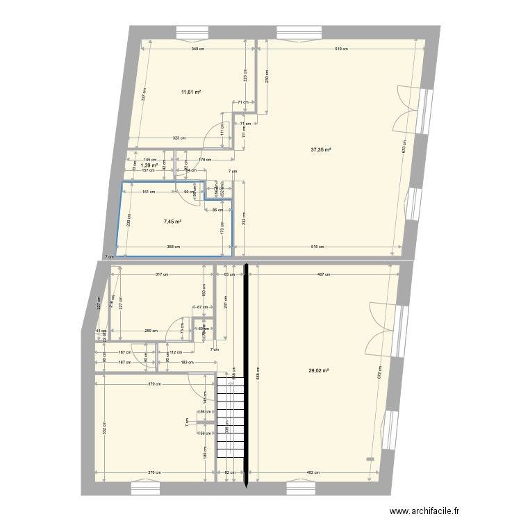 APPART 2. Plan de 9 pièces et 116 m2