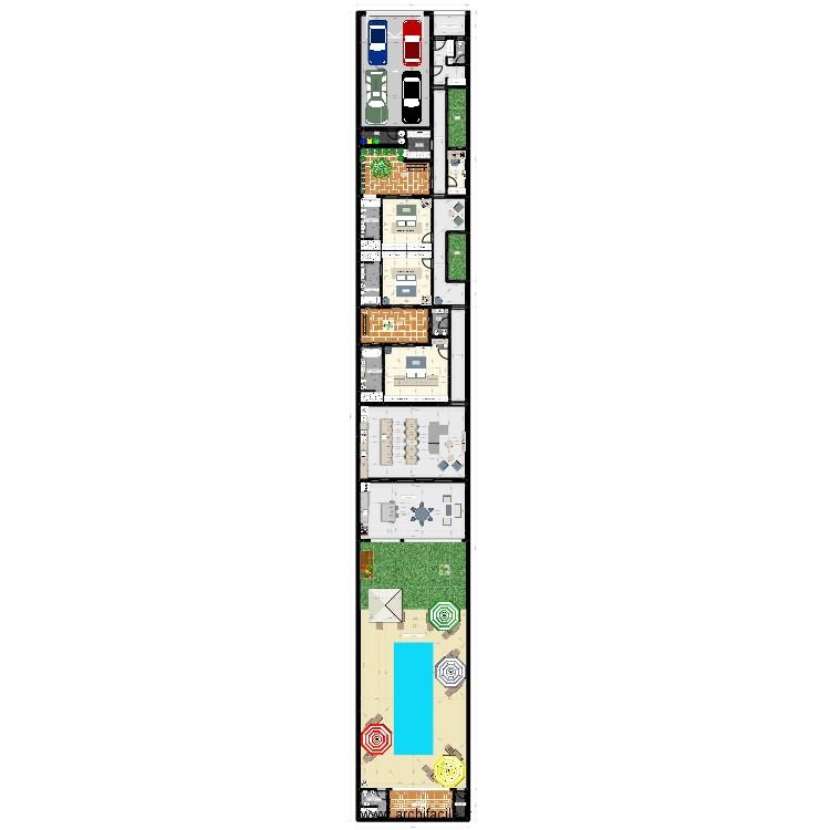 villa plein-pied mitoyenne. Plan de 0 pièce et 0 m2