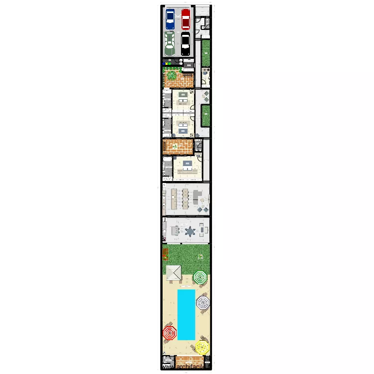 villa plein-pied mitoyenne. Plan de villa plein-pied mitoyenne. Plan de