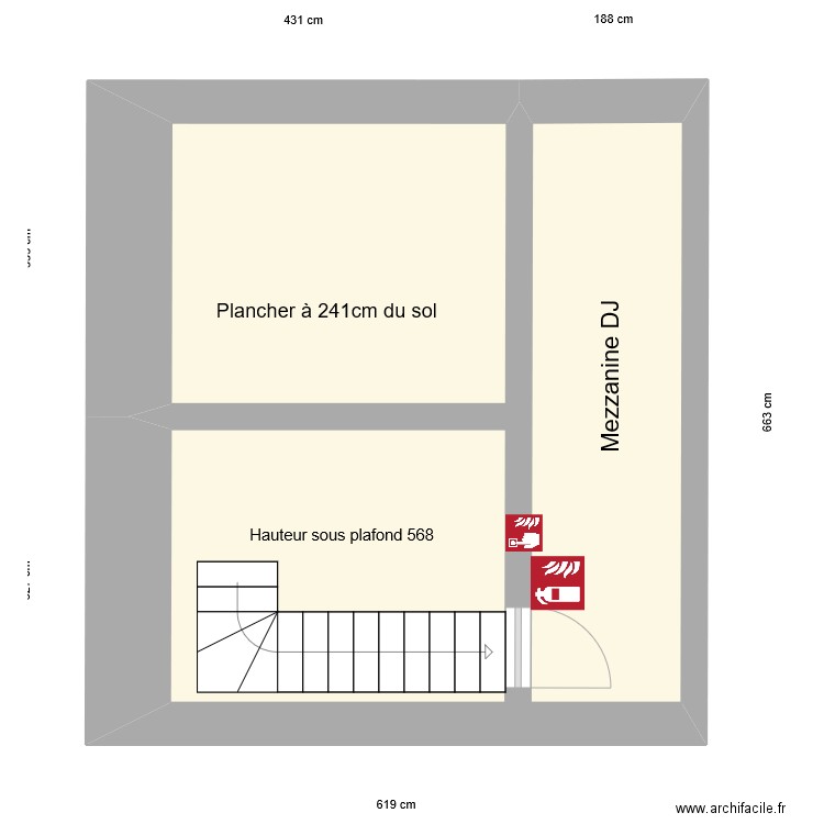 mezzanine Kergo. Plan de 1 pièce et 27 m2