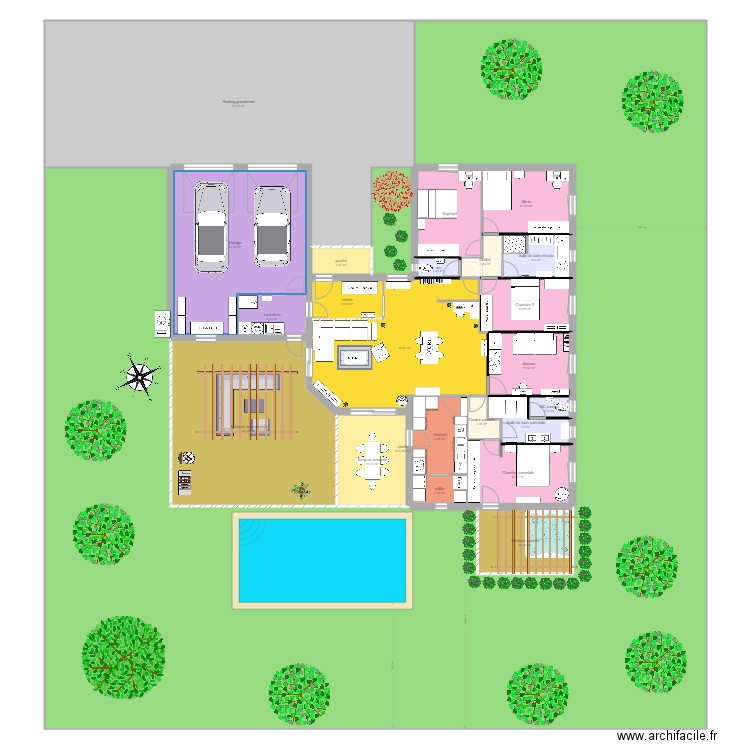 plan BB 5 chambres. Plan de 24 pièces et 1039 m2