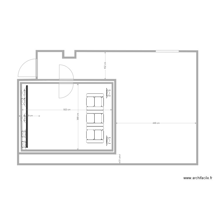 shelter7. Plan de 2 pièces et 77 m2