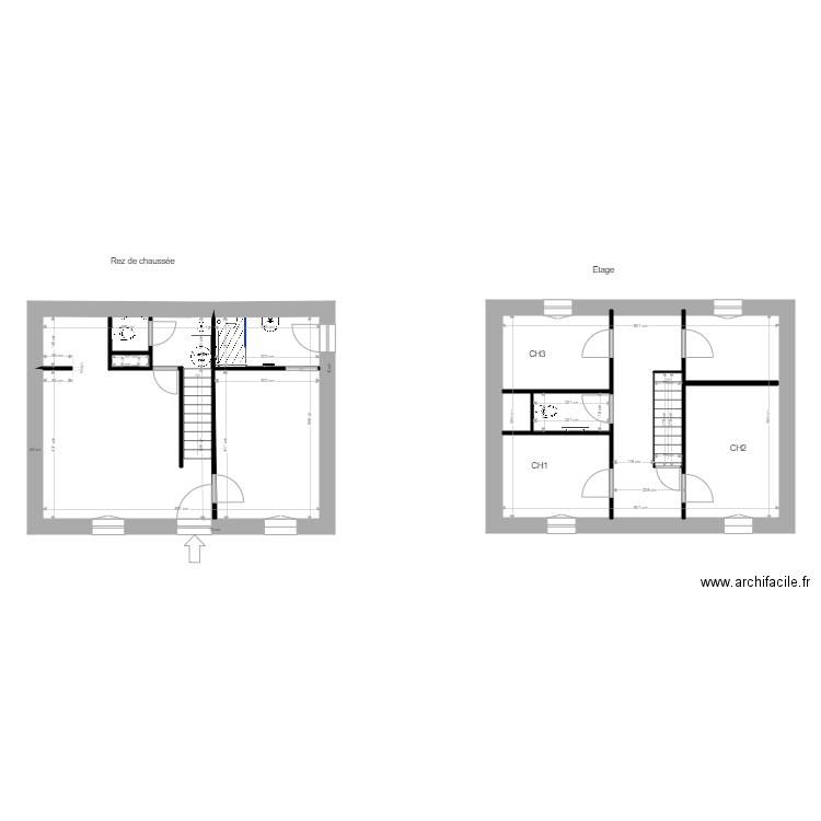 LEBRAT Auvers projet. Plan de 5 pièces et 98 m2