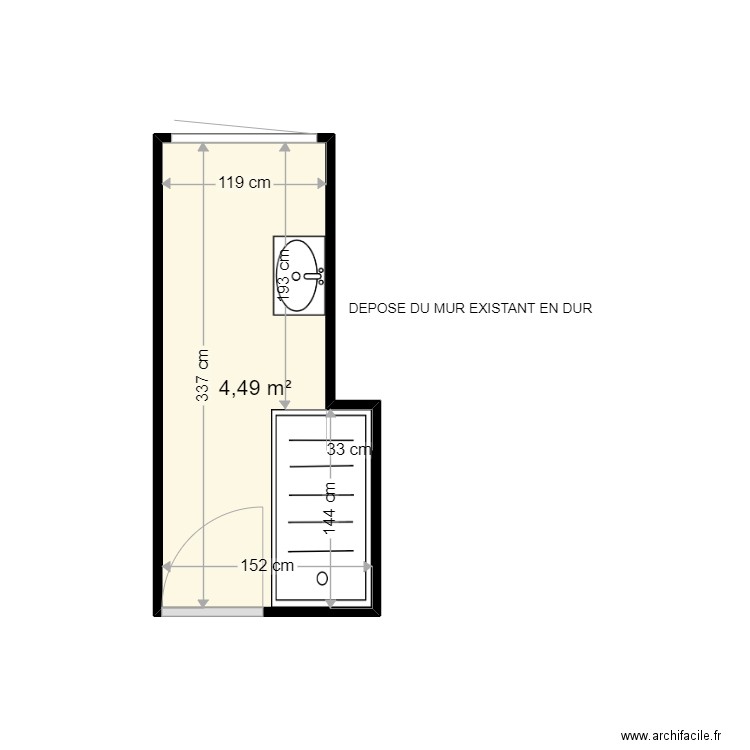 KOCHIM FATIMA. Plan de 1 pièce et 4 m2