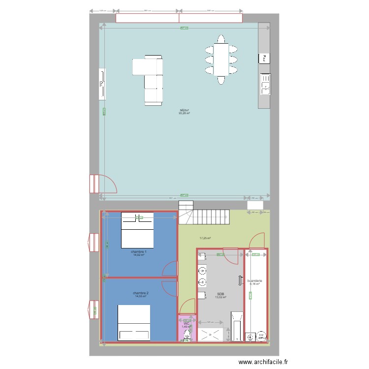 GIRARD RDC. Plan de 7 pièces et 215 m2