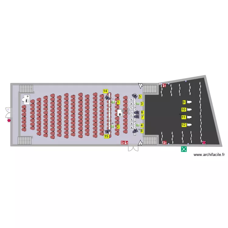 Th&eacute;&acirc;tre BOUSSAY. Plan de 2  et 242 m²