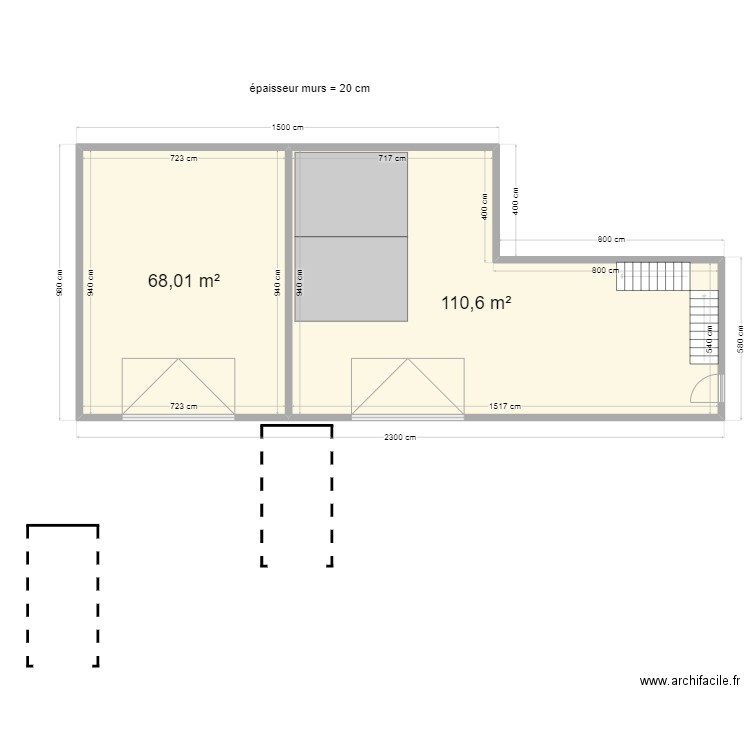 batiment la sine. Plan de 2 pièces et 179 m2