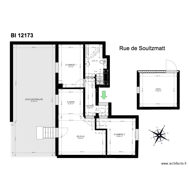 BI 12173. Plan de 10 pièces et 105 m2