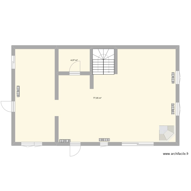 GISORS RDC. Plan de 2 pièces et 81 m2