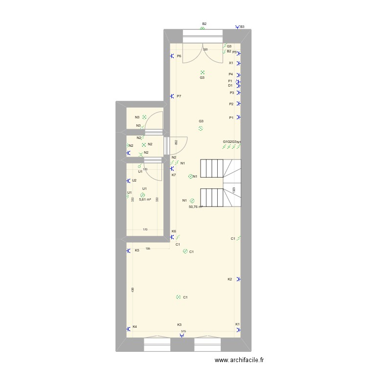 Plan Sommethonne shema electrique niveau 1. Plan de 4 pièces et 60 m2