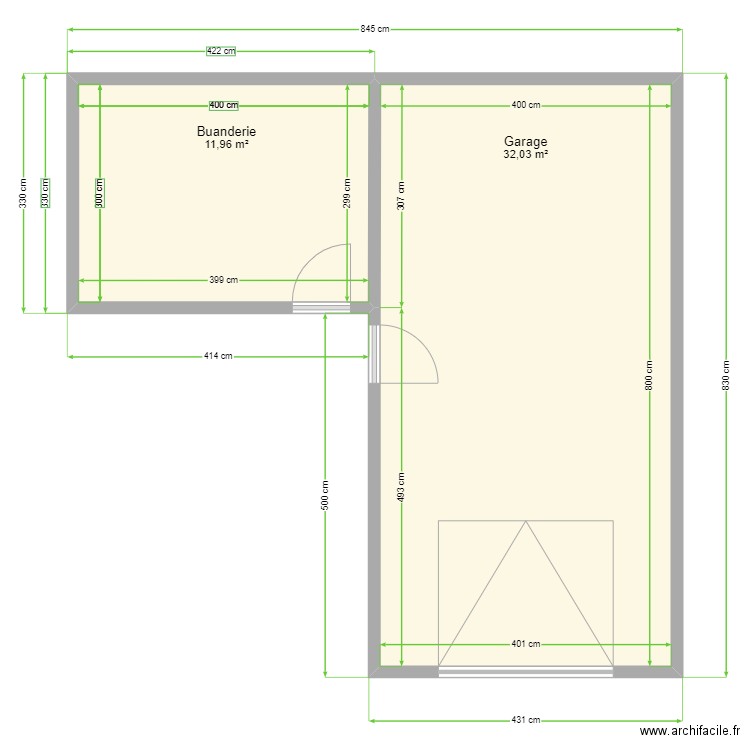 Nerden Habitation. Plan de 2 pièces et 44 m2