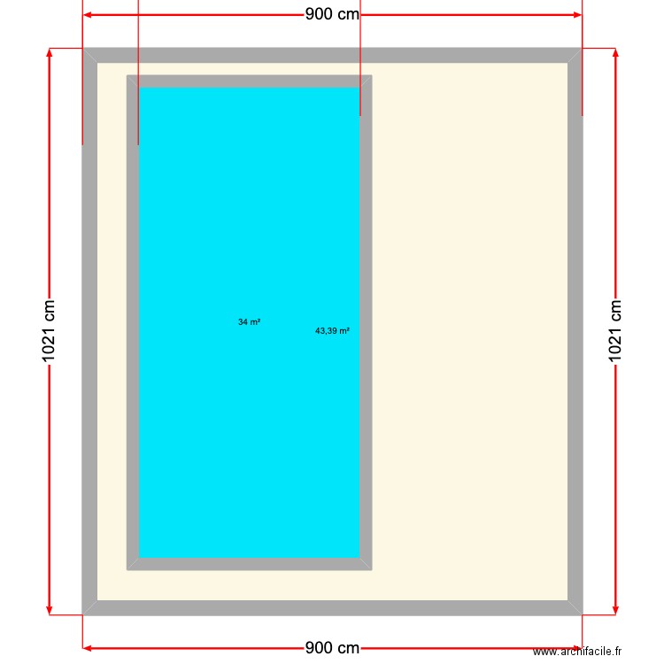 Plan plage piscine. Plan de 2 pièces et 117 m2