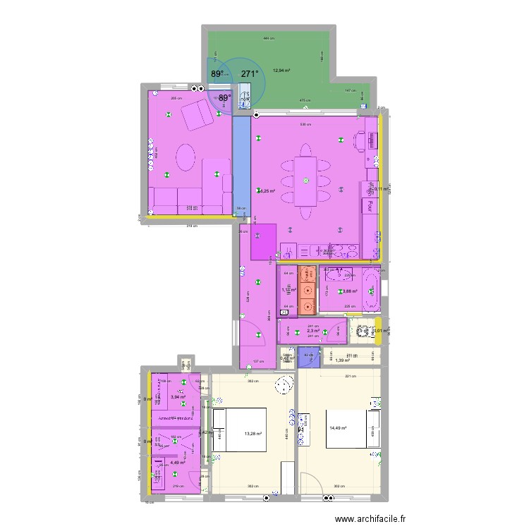 Argiot Cecile V02. Plan de 17 pièces et 106 m2