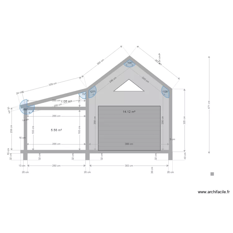petit garage et appentis. Plan de 