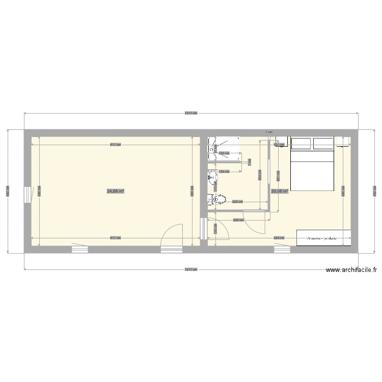 RBNB Sandra Iglesias. Plan de 2 pièces et 45 m2