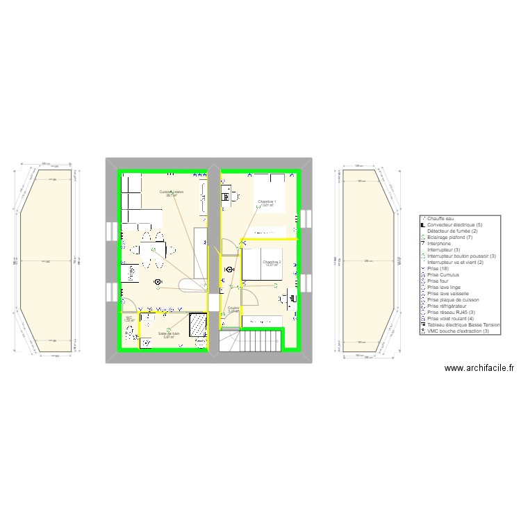 R+2  définitif. Plan de 8 pièces et 109 m2