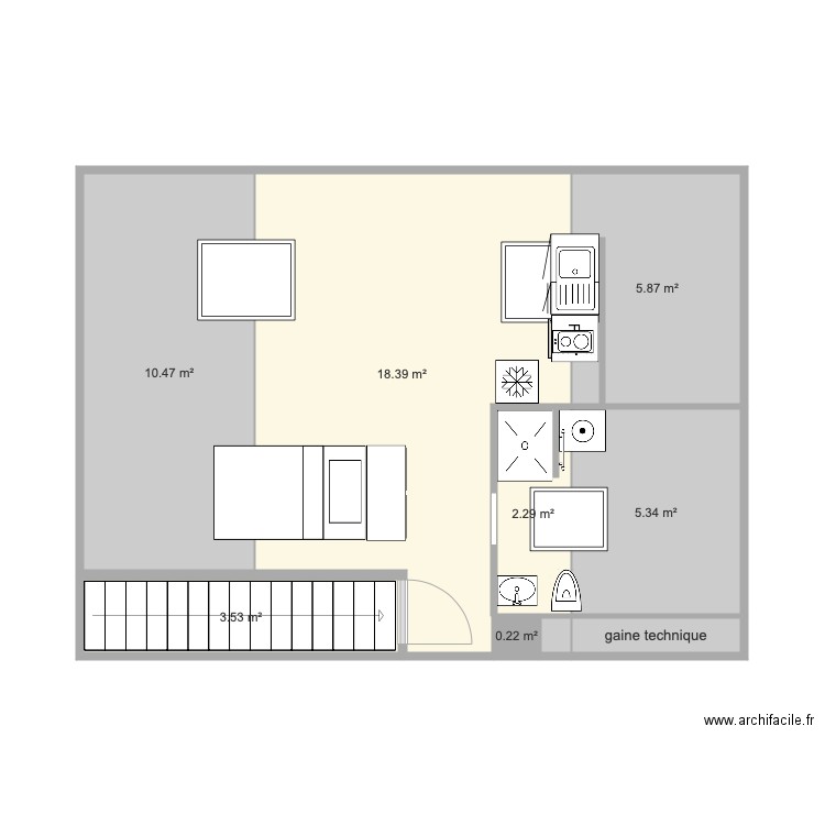 studio. Plan de 0 pièce et 0 m2