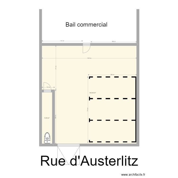 Plan garage actuel. Plan de 2 pièces et 107 m2