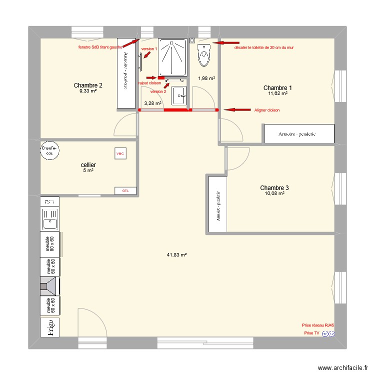 maison version 1. Plan de 7 pièces et 83 m2