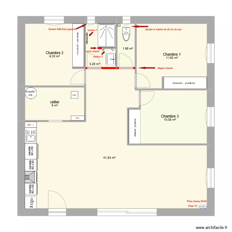 maison version 1. Plan de 