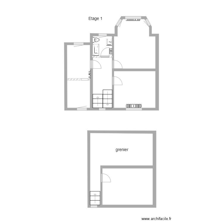 gosselie 2 etage. Plan de 5 pièces et 29 m2