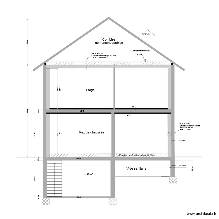 Coupe BB V2 avec cave. Plan de 0 pièce et 0 m2