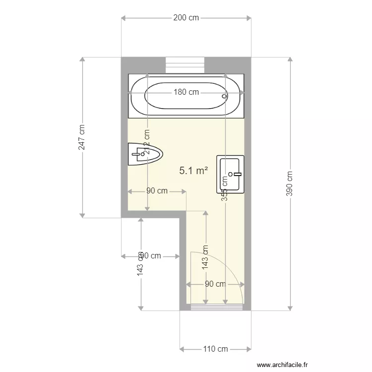 Lassaigne sdb avant. Plan de 