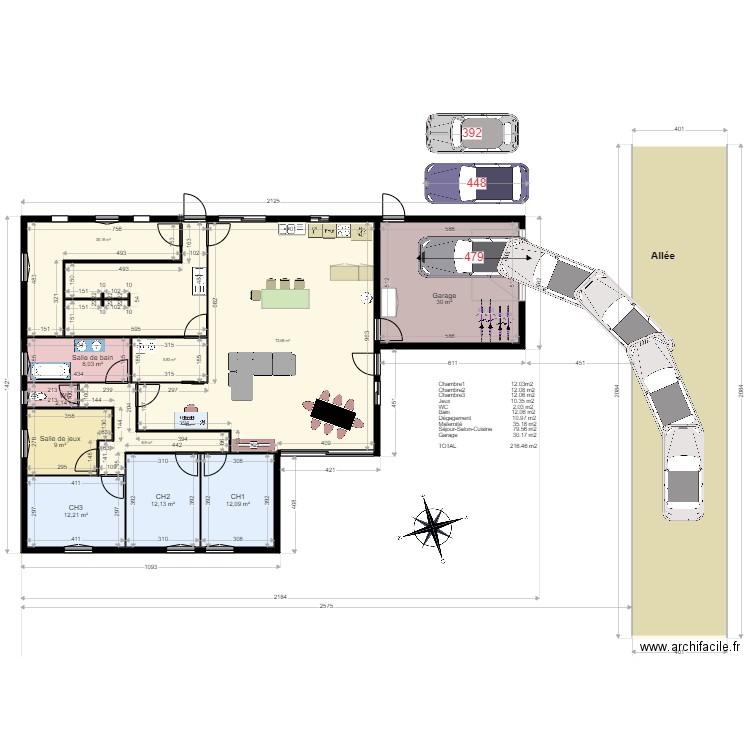 maison 6. Plan de 12 pièces et 291 m2