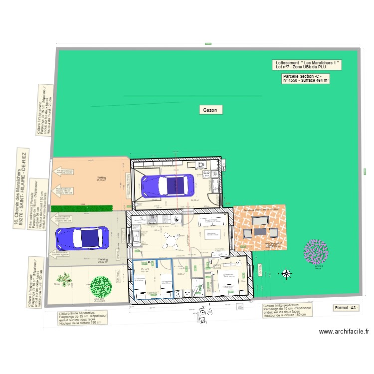 Lot n°7 -Lotissement - Les Maraîchers n°1 -. Plan de 10 pièces et 433 m2