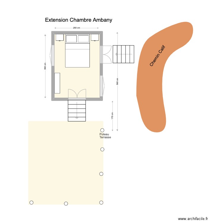 Extension Ambany. Plan de 2 pièces et 26 m2
