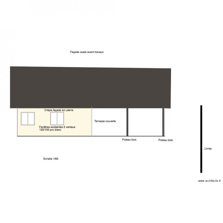 FACADE OUEST AVANT TRAVAUX. Plan de 0 pièce et 0 m2