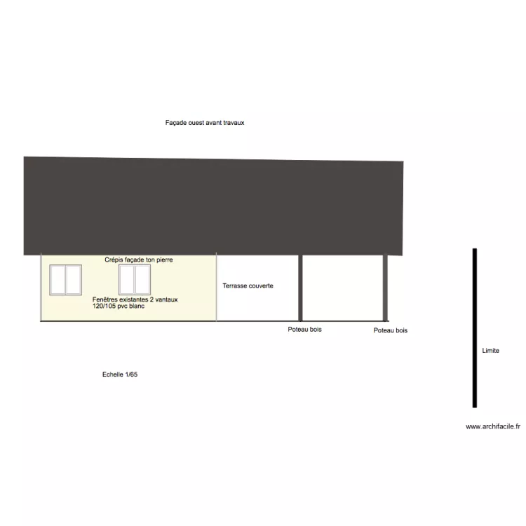 FACADE OUEST AVANT TRAVAUX. Plan de 