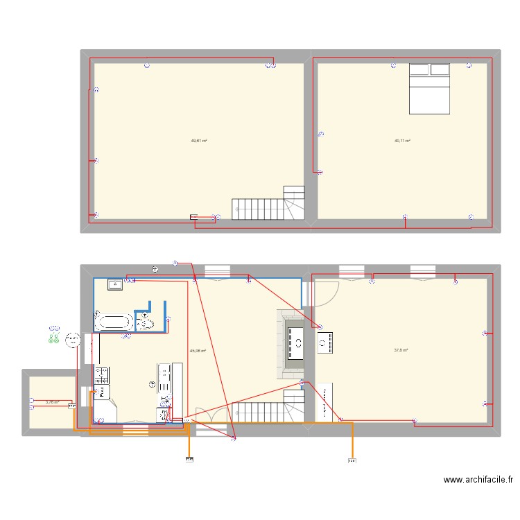 Maison. Plan de 5 pièces et 176 m2