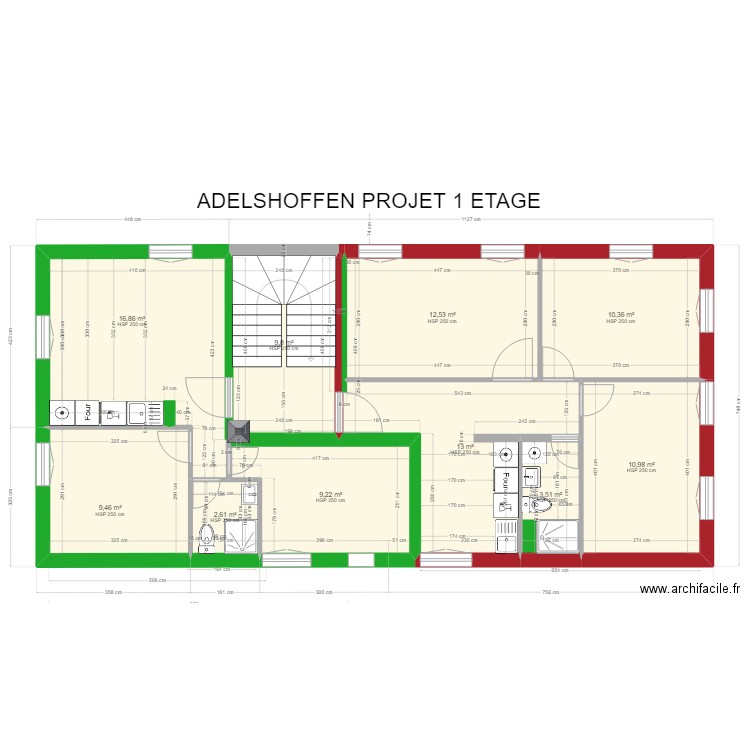 ASELSHOFEN 1 ER PROJET 3. Plan de 10 pièces et 98 m2