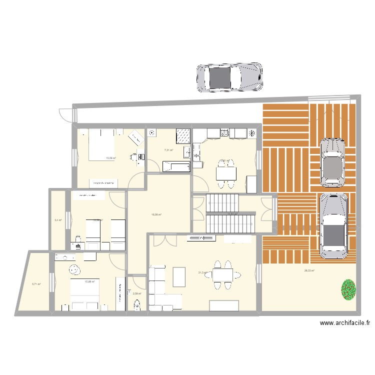 pl1. Plan de 12 pièces et 167 m2